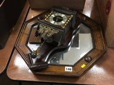 Dutch wall clock and an oak framed mirror