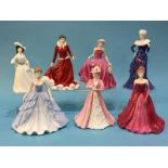 A selection of Doulton, Worcester and Coalport figurines