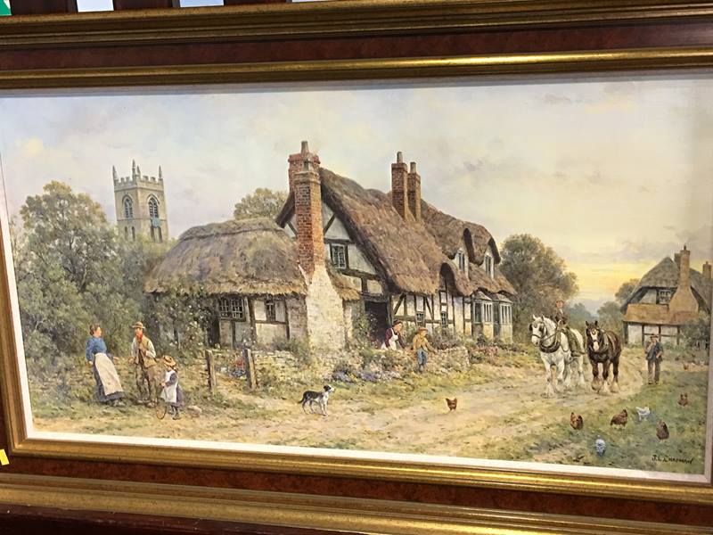 Print after J.L. Chapman, Village scene, 91cm x 56cm - Image 2 of 3