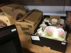 Shelf of assorted tea china