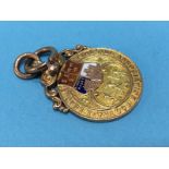 A 9ct gold fob from the Tyneside Association Football League, awarded to joint winners Boldon