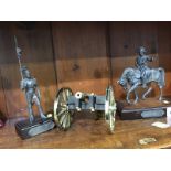 Two pewter figures etc.