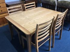 Modern oak table and four chairs