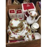 Box of Royal Albert Old Country Rose tea china etc.