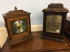 Two oak cased mantle clocks