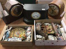 Collection of mantel and cuckoo clocks