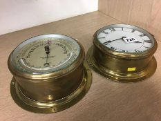 Bulkhead clock and barometer