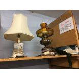 Wool wall hanging and two lamps