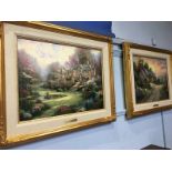 Two gilt framed Thomas Kinkade prints, 'Gardens beyond Spring Gate' and 'A peaceful time'