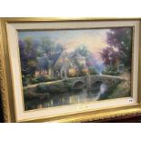 Gilt framed Thomas Kinkade print, 'Lamplight Lane VI'