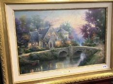 Gilt framed Thomas Kinkade print, 'Lamplight Lane VI'