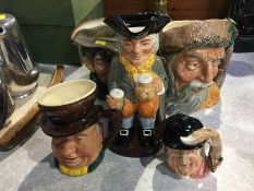 Four Royal Doulton Toby jugs and one other