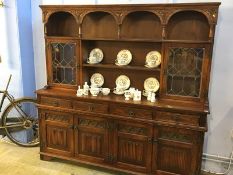 An oak Old Charm linenfold dresser