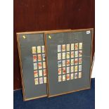 Two sets off framed and mounted silk cigarette cards