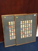 Two sets off framed and mounted silk cigarette cards