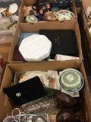 Three boxes of assorted china and glass