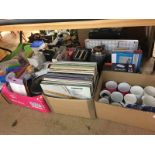 Five boxes of assorted, records, household items etc.