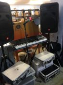 Quantity of P.A equipment, to include a pair of JBL speakers, Casio keyboard, Citronic mixer, lights