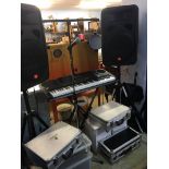 Quantity of P.A equipment, to include a pair of JBL speakers, Casio keyboard, Citronic mixer, lights