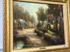 Gilt framed Thomas Kinkade print, 'Cobblestone Lane'