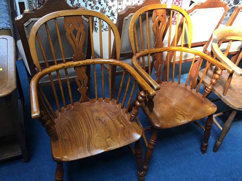 Near pair of Windsor armchairs