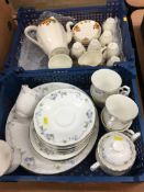 Two trays of tea china, Royal Albert etc.