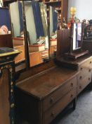 Oak dressing chest and chest of drawers