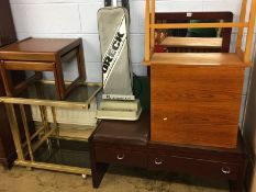 Oreck hoover, nest of tables, trolley, telephone seat etc.