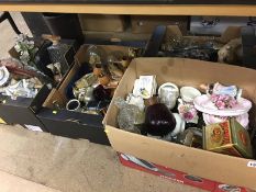 Four boxes of china, glass and bric a brac