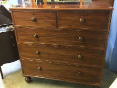 A 19th century mahogany chest of drawers, with two short and three long drawers