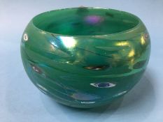 A John Ditchfield glass form circular bowl, on pale green ground, bears label and numbered B904,