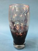 A John Ditchfield 'Glassform' tall glass, mottled purple and clear glass vase, numbered 5400, 28cm