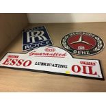 A Rolls sign, Mercedes and Esso sign (3)