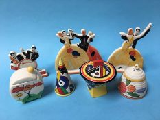 Seven pieces of Clarice Cliff style pottery