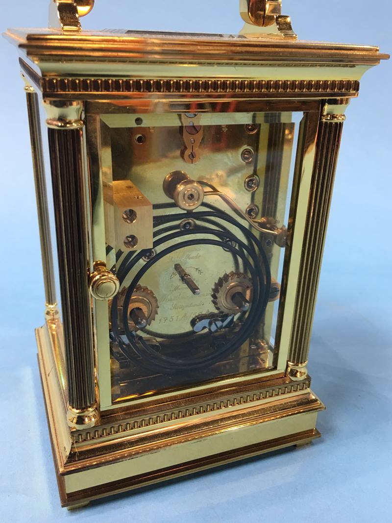 A Matthew and Norman carriage clock, with strike action - Image 6 of 8