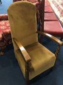 Yellow upholstered bedroom chair