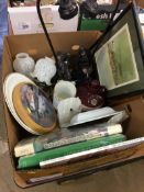 Box to include a horse lamp, race horse pictures and horse related books etc.