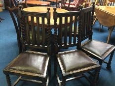 A set of three oak barley twist single chairs