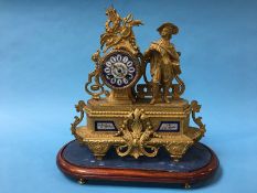 A French mantle clock with 8 day movement, enamelled painted dial, stamped PH Mourey 78, 37cm