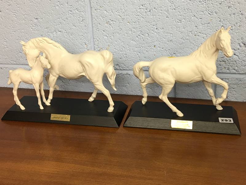 Two white Beswick horses