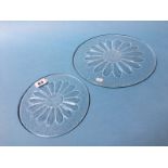 Two clear glass Dartington 'Daisy pattern' cheese plates