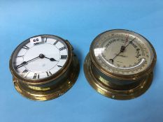 A Henry Browne and Sons Limited ships barometer and a ships clock