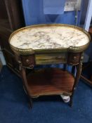 A Louis XV style marble top side table