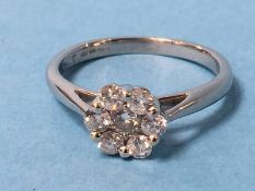 An 18ct white gold diamond seven stone cluster ring, total weight 3.4g