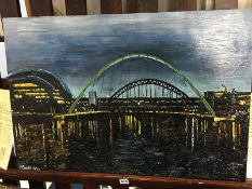 Peter Scott, oil on canvas, signed, 'Midnight Bridges'