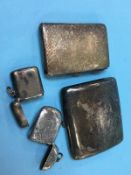 Two silver vesta cases and two silver cigarette cases, weight 6.9oz/217.6gram