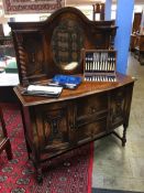 An oak mirror back barley twist sideboard