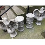 Pair of Eagles on plinths