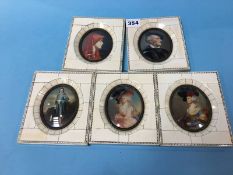 A set of five miniatures, various