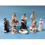 A collection of nine various Russian figures